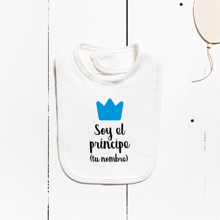 Bavoir en coton - Je suis le prince (PERSONNALISABLE)