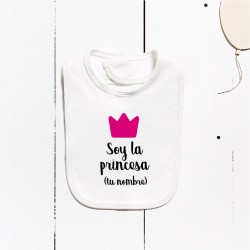 Bavaglino in cotone - I am the princess (PERSONALIZZABILE)