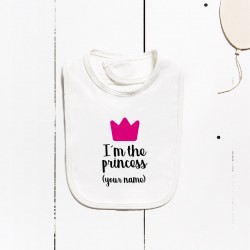 Bavaglino in cotone - I am the princess (PERSONALIZZABILE)