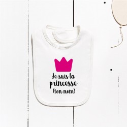 Bavoir en coton - Je suis la princesse (PERSONNALISABLE)