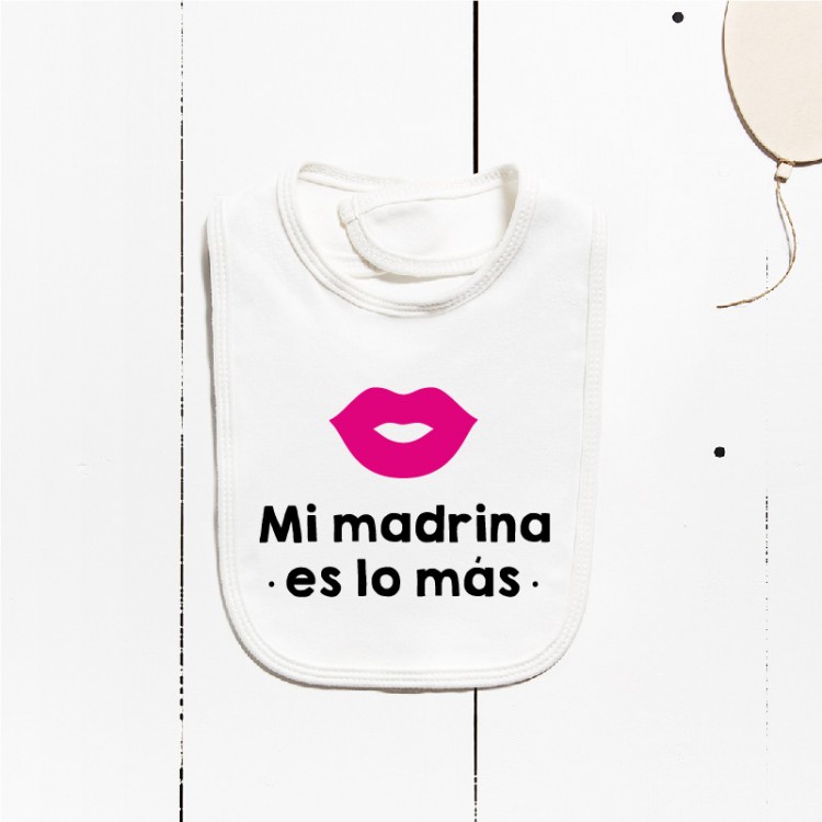 Babero algodón - Mi madrina es lo más (PERSONALIZABLE) Babero algodón - Mi madrina es lo más (PERSONALIZABLE)