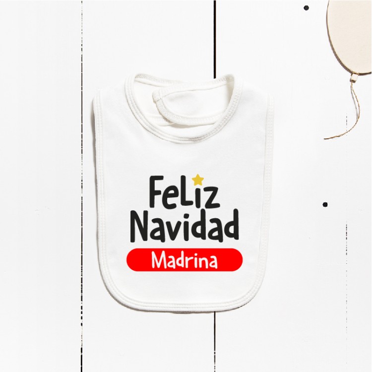 Babero algodón - Feliz Navidad (PERSONALIZABLE)